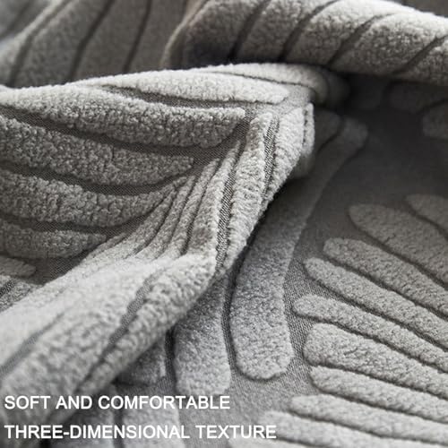 Stretch Soft Sofa Couch Cover, Neutral Leaf Embroidery Anti Slip