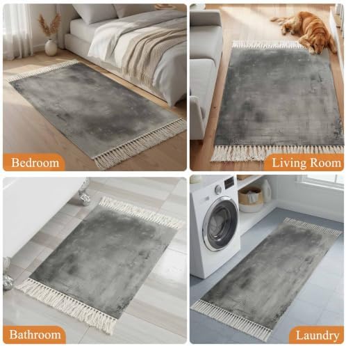 Gray Ombre Hallway Runner Rug 2'x5', Modern Abstract Art Grey Gradient