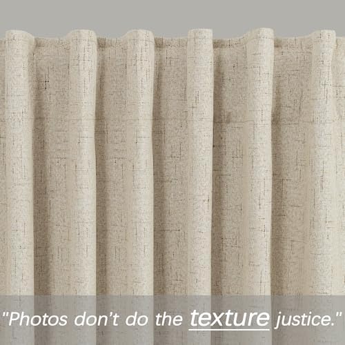 KOUFALL Extra Long 120 Inch Linen Blackout Curtains 10 FT Foot 10FT