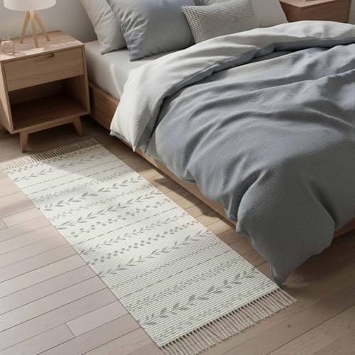 Modern Minimalist Hallway Runner Rug 2'x5', Rustic Leaves Vertical