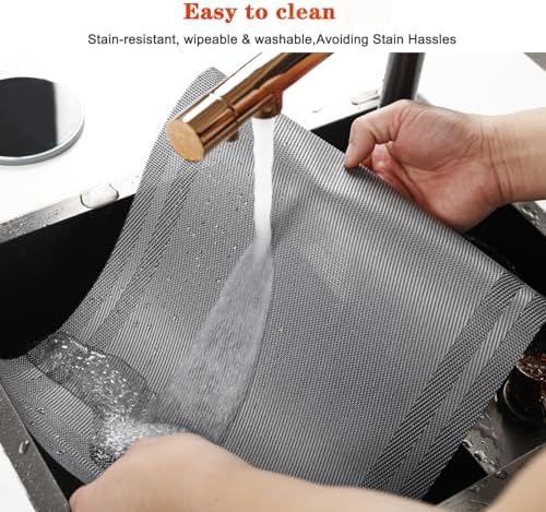 Gray Vinyl Placemats Set of 8,Washable Dining PVC Table Mats