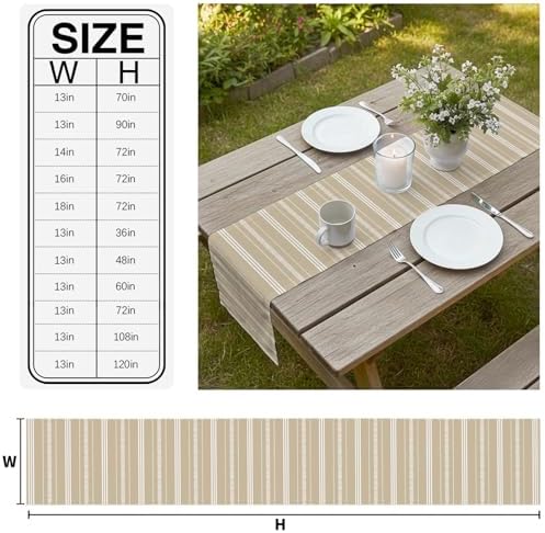 Boho Beige Table Runner 108 Inch Long Dresser Scarves Cotton Linen
