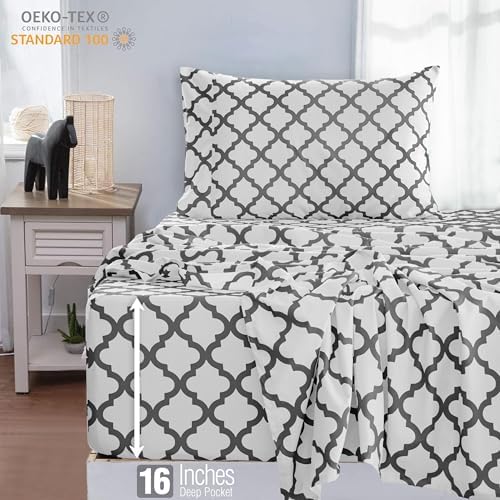 LUX Décor Quatrefoil Twin XL Sheet Set - Ultra-Soft Microfiber Bed