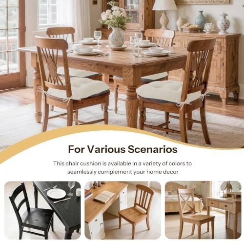 Non-Slip Dining Chair Cushions Set of 2,16"x16"x3" Cream