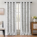 ChrisDowa 100% Grey Blackout Floral Curtains 96 Inches Long 2 Panels