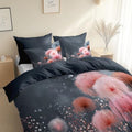 Minimalist Style Plant Dandelion Duvet Cover, Grey Microfiber Bedding