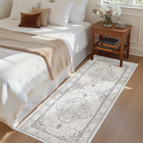 Madane Washable Runner Rug 2x6 Runners for Hallways Non Slip, Grey
