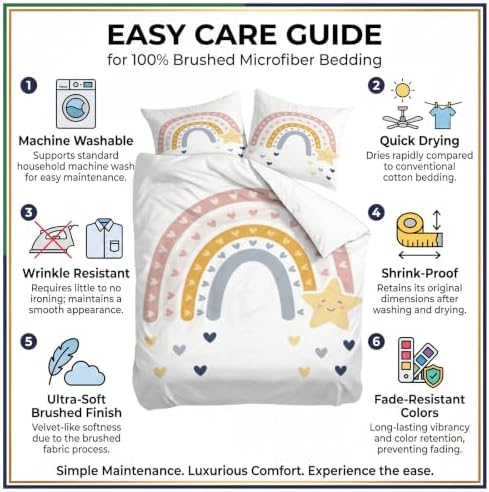 King Duvet Cover Set Soft Microfiber Nordic Countries Rainbow