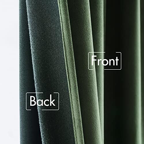 MIULEE Velvet Curtains 52x120 inches 2 Panels Olive Green Blackout