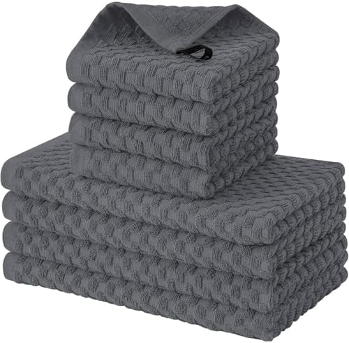 Kitchen Towels and Dishcloths Set, 12X12IN,15X26IN Super Absorbent