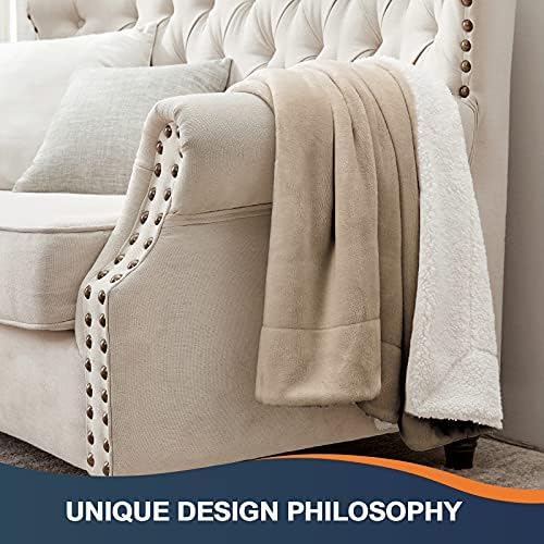 Walensee Sherpa Fleece Blanket (King Size 108”x90” Camel) Plush Throw