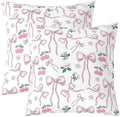 jejeloiu Pink Girls Bow Reversible Throw Pillow Covers for Kids Kawaii