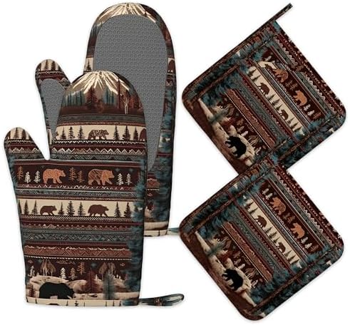 Oven Mitts and Pot Holders Vintage Bear Mountain Silicone Kitchen