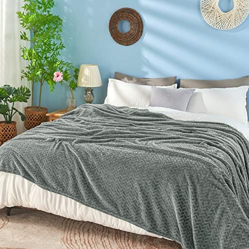 inhand Grey Fleece King Blanket for Bed, Super Soft Flannel Cozy