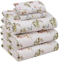 RUVANTI 100% Cotton Split King Sheets, Percale Sheet Set, Floral Bliss