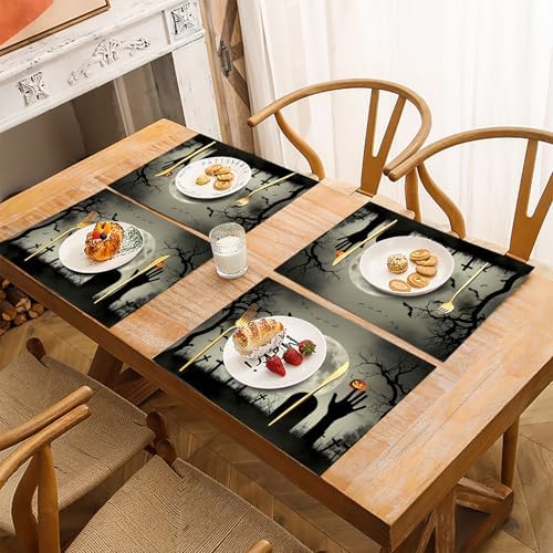Halloween Cemetery Placemats Grave Hands Non-Slip Insulation Placemats