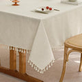 Beige Cream Linen Table Cloth for Dining Room Kitchen Flax Burlap