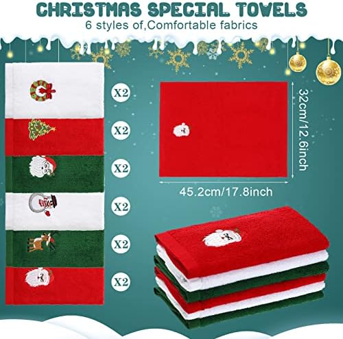 Macarrie 12 Pcs Christmas Hand Towels Cotton Kitchen Dish,Fresh Style