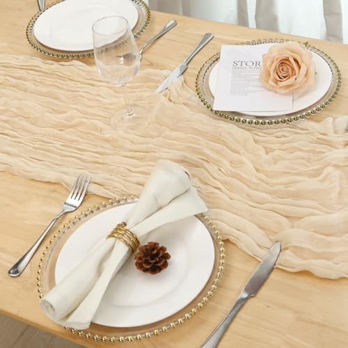 1 Pack Ivory Cream Cheesecloth Table Runner 120 Inch Boho Wedding
