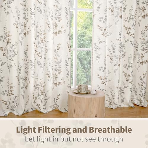BGment Brown Linen Curtains for Bedroom 63 Inch Length 2 Panels