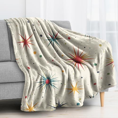 Mid Century Atomic Blanket, Retro Abstract Fleece Throw Blanket King