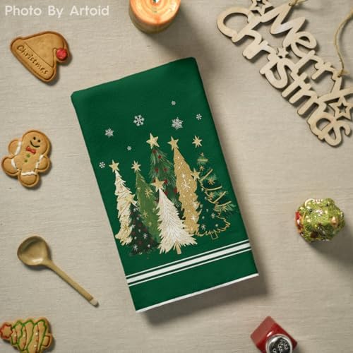 Artoid Mode Green Trees Christmas Kitchen Towels Set of 2 18x26 Inch
