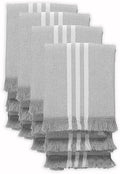 12 Pack Monochrome Stripe Kitchen Towels with Fringes, 16x26 Inch