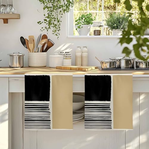 Beige Kitchen Towels Set of 3, Absorbent Dish Towels for Kitchen