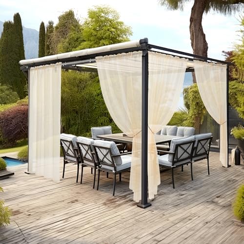 MIULEE Cream Beige Waterproof Outdoor Sheer Curtains for Patio 54W x