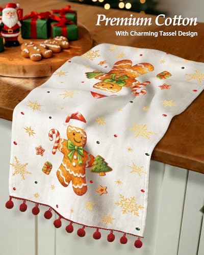 Miss Adola Christmas Kitchen Towels with Tassels - Cotton Christmas