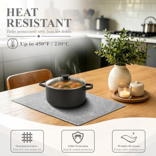 Placemats Set of 4, Cotton Linen Blend Cloth Place Mats, Light Gray