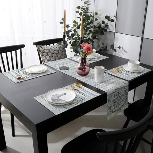 Classic Plank Table Runner and Placemats Set of 4 Traditional