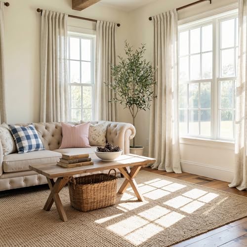 NICETOWN Beige Bedroom Curtains 96 inches Long, Rod Pocket & Back Tab