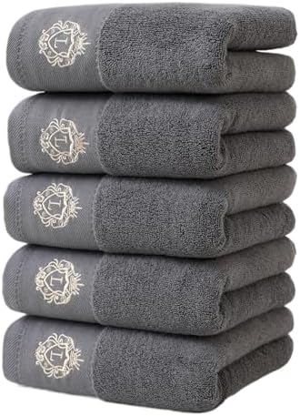 5 Piece Towel Set, Cotton, Perfect Everyday Shower Light Weight, Quick