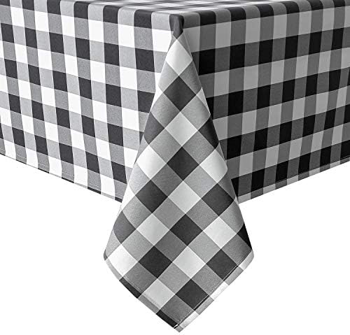 Hiasan Checkered Square Tablecloth 60 x 60 Inch, Black and White