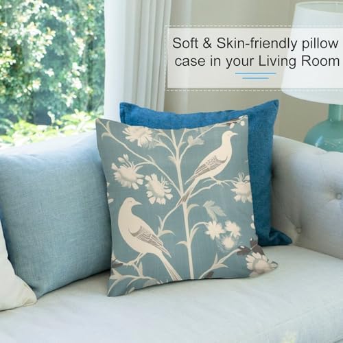 Chenonceau Birds and Botanicals Aquamarine Decorative Throw Pillow