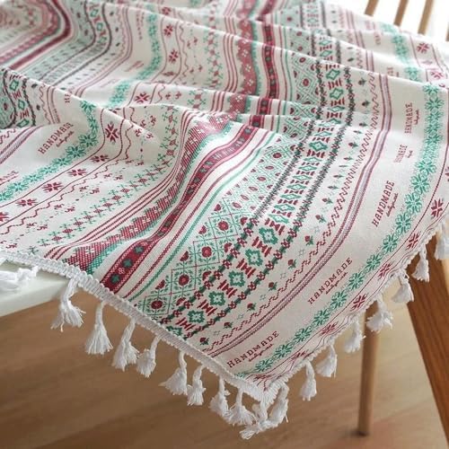70~240cm Plaid Cotton Linen Tablecloth Rectangle Round Table Cloth