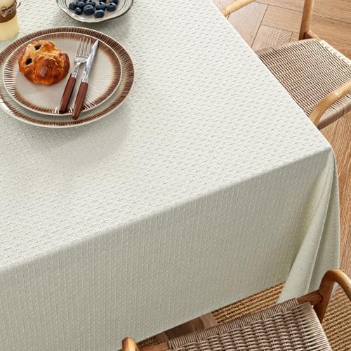MIULEE Ivory Linen Rectangle Tablecloth 52x70 Inch
