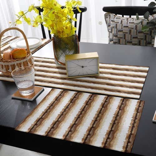 Abstract Stripes Table Runner and Placemats Set of 6 Dreamy Vertical