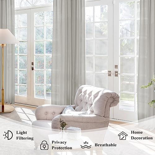 Frelement Linen Textured Curtains Pinch Pleat Curtains for Traverse