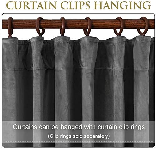 StangH Grey Velvet Curtains Back Tab for Living Room, W52 x L120, 2
