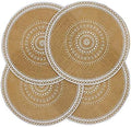Round Placemats Set of 4, Dining Winter Modern Dinner Braided Beige
