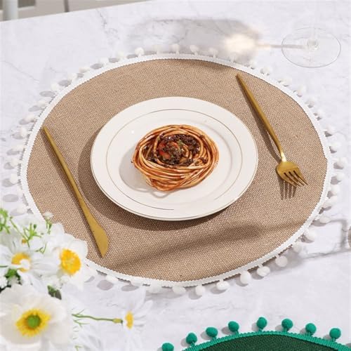 Lifup 15 Inch Round Placemats Set of 8 Woven Placemats Washable