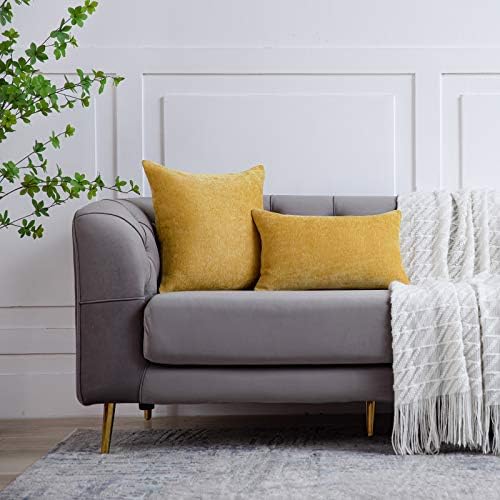 Anickal Mustard Yellow Pillow Covers 20x20 Inch Set of 2
