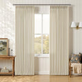 Cream 84 Inch Semi Sheer Pleated Linen Blend Curtains 84 Inches Long