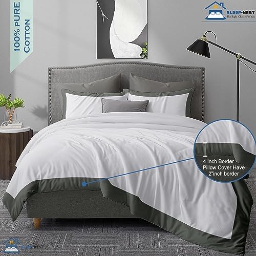 SLEEP-NEST Dual Tone Duvet Cover Set Twin 68"x90" Long Staple 100%