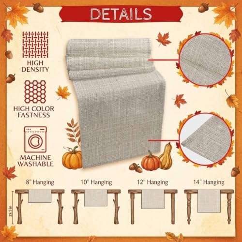 Beige Table Runner 108 Inch Long Dresser Scarves Cotton Linen