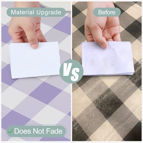 misaya Square Waterproof Vinyl Table Cloth, Flannel Backed Tablecloth