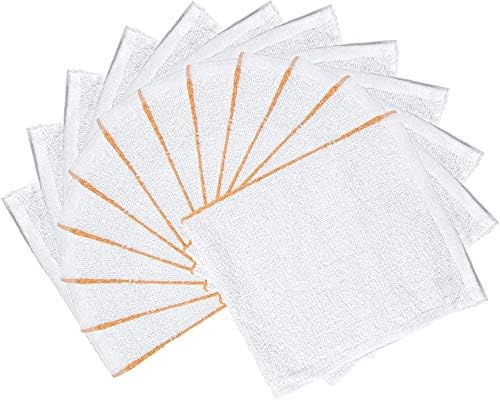 16x19 Terry Bar Mop Towel 24 Pack, White with Gold Stripes Kitchen