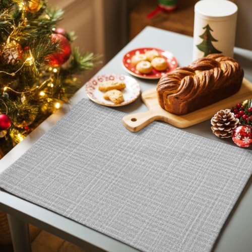 Minimalist Solid Color Placemats Set of 8, Cotton Linen Fabric Place